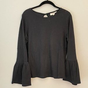 Black bell sleeve ribbed top. Like new!